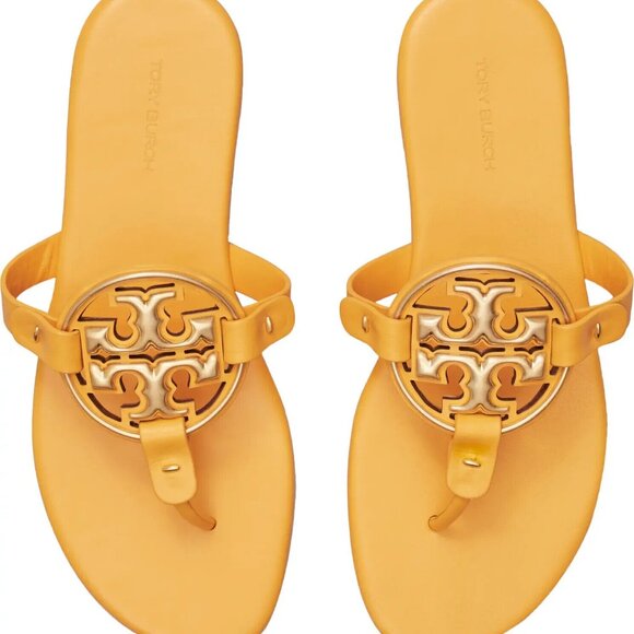 Tory Burch $248 Metal Miller Sandals Peachy Gold Flats 6.5 - Picture 3 of 12